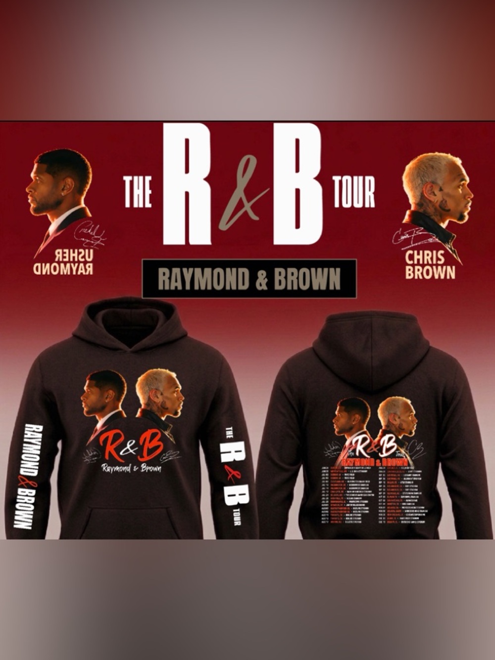 Usher x Chris Brown R&B Tour Dates Hoodie New S-5XL 2026
